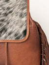 ADBG997 American Darling Western Leather Backpack with Hair-On Cowhide and Fringes