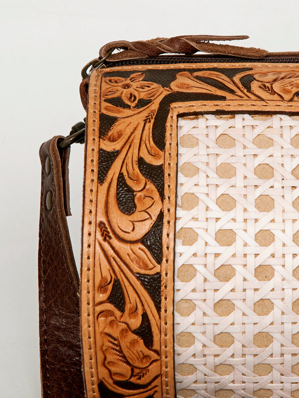 ADBG777 American Darling Hand Tooled Western Leather Duffel Bag - Floral Carved Travel Bag