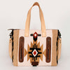 ADBG575 American Darling Western Woven Saddle Blanket & Tooled Leather Fringe Bag