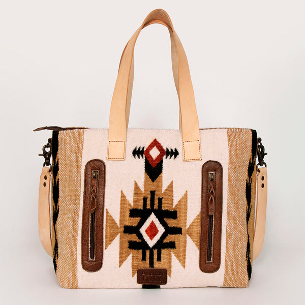 ADBG575 American Darling Western Woven Saddle Blanket & Tooled Leather Fringe Bag