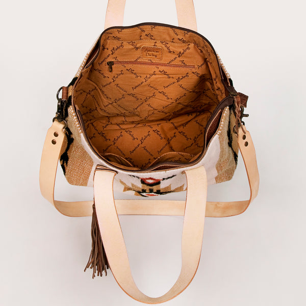 ADBG575 American Darling Western Woven Saddle Blanket & Tooled Leather Fringe Bag