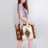 ADBG575 American Darling Western Woven Saddle Blanket & Tooled Leather Fringe Bag