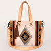 ADBG575 American Darling Western Woven Saddle Blanket & Tooled Leather Fringe Bag
