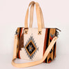 ADBG575 American Darling Western Woven Saddle Blanket & Tooled Leather Fringe Bag
