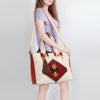 ADBG575 Southwestern Wool Tote with Natural Leather Straps Handwoven Pattern & Tassel