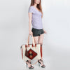 ADBG575 Southwestern Wool Tote with Natural Leather Straps Handwoven Pattern & Tassel