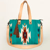 ADBG575 Southwestern Wool Tote with Natural Leather Straps Handwoven Pattern & Tassel
