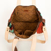 ADBG575 Southwestern Wool Tote with Natural Leather Straps Handwoven Pattern & Tassel