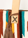 ADBG575 Southwestern Wool Tote with Natural Leather Straps Handwoven Pattern & Tassel