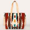 ADBG575 Southwestern Wool Tote with Natural Leather Straps Handwoven Pattern & Tassel