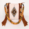 ADBG905 Southwestern Wool Blanket & Tooled Leather Strap Crossbody Bag by American Darling