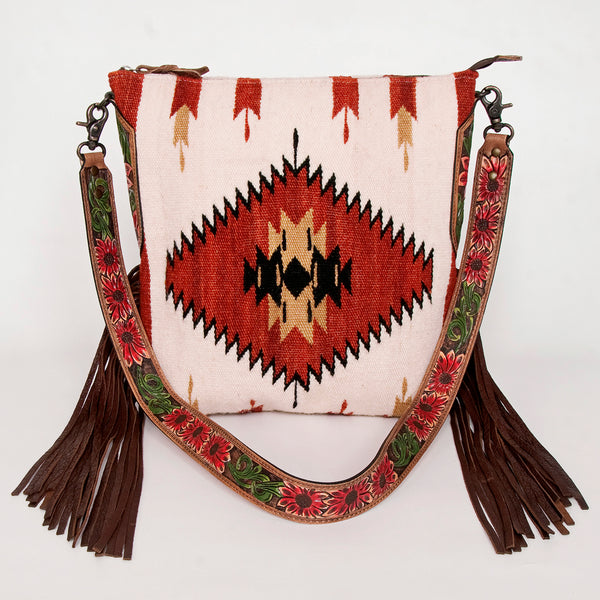 ADBG905 American Darling Handcrafted Hand Tooled Leather Saddle Blanket Cross body Bag