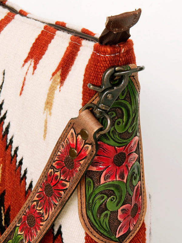 ADBG905 American Darling Handcrafted Hand Tooled Leather Saddle Blanket Cross body Bag