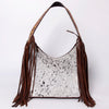 ADBGA299 American Darling Hair-On Cowhide & Fringed Hand Tooled Leather Hobo Bag