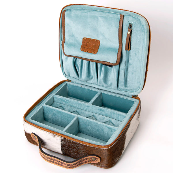 ADBGA300 American Darling Western Hand Tooled Leather Hair-On Cowhide Jewelry Case