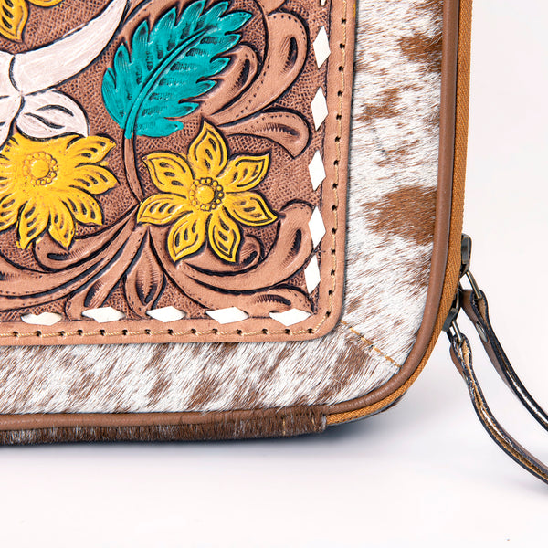 ADBGA300 American Darling Western Hand Tooled Leather Hair-On Cowhide Jewelry Case