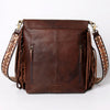 ADBGA161 American Darling Tooled Leather Messenger Bag Brown Fringe Western Shoulder Purse