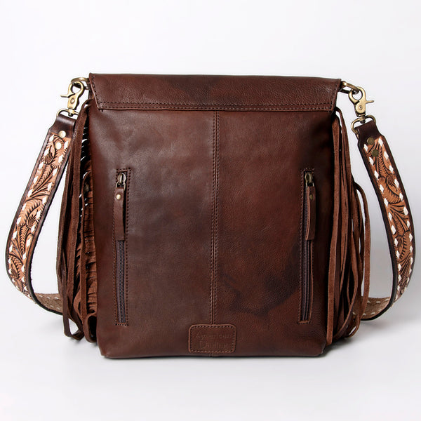 ADBGA161 American Darling Tooled Leather Messenger Bag Brown Fringe Western Shoulder Purse