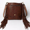 ADBGA161 American Darling Tooled Leather Messenger Bag Brown Fringe Western Shoulder Purse