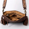 ADBGA161 American Darling Tooled Leather Messenger Bag Brown Fringe Western Shoulder Purse