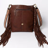 ADBGA161 American Darling Tooled Leather Messenger Bag Brown Fringe Western Shoulder Purse