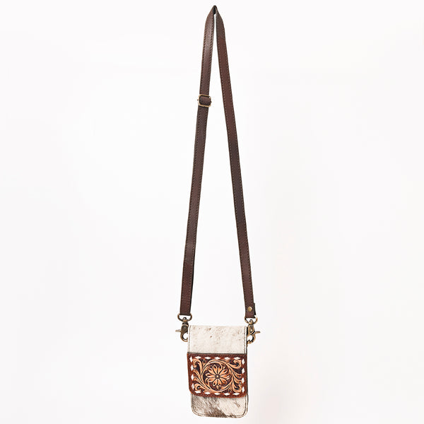 ADBGF110 Western Cellphone Holder - Genuine Leather Bag with Hair-On Hide & Tooling