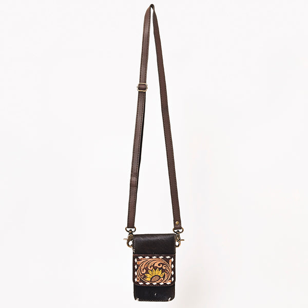 ADBGF110 Western Cellphone Holder - Genuine Leather Bag with Hair-On Hide & Tooling