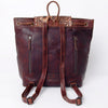 LC-ADBGZ653B Hand-Tooled Leather and Woven Aztec Backpack - Western Floral Sunflower Bag