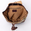 LC-ADBGZ653B Hand-Tooled Leather and Woven Aztec Backpack - Western Floral Sunflower Bag