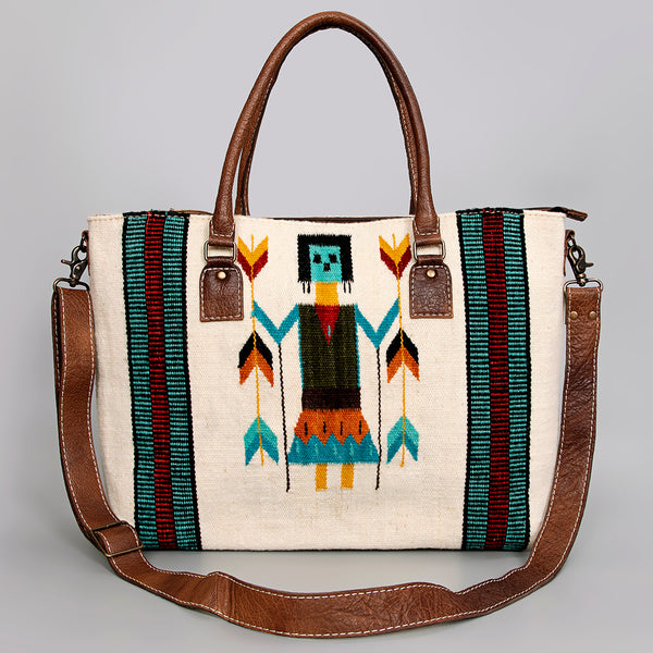 ADBG1002 American Darling Handwoven Saddle Blanket Western Tote Bag Leather Strap