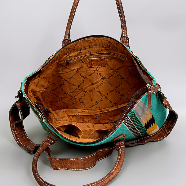 ADBG1002 American Darling Handwoven Saddle Blanket Western Tote Bag Leather Strap