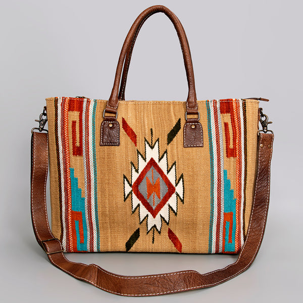 ADBG1002 American Darling Handwoven Saddle Blanket Western Tote Bag Leather Strap