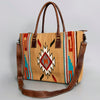 ADBG1002 American Darling Handwoven Saddle Blanket Western Tote Bag Leather Strap