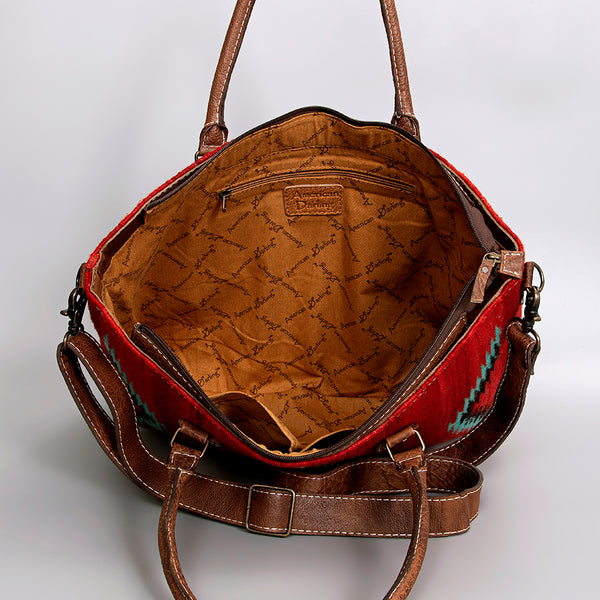 ADBG1002 American Darling Handwoven Saddle Blanket Western Tote Bag Leather Strap