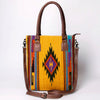ADBG1003 American Darling Handwoven Saddle Blanket Western Tote Bag Genuine Leather Straps
