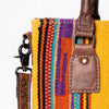 ADBG1003 American Darling Handwoven Saddle Blanket Western Tote Bag Genuine Leather Straps