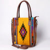 ADBG1003 American Darling Handwoven Saddle Blanket Western Tote Bag Genuine Leather Straps
