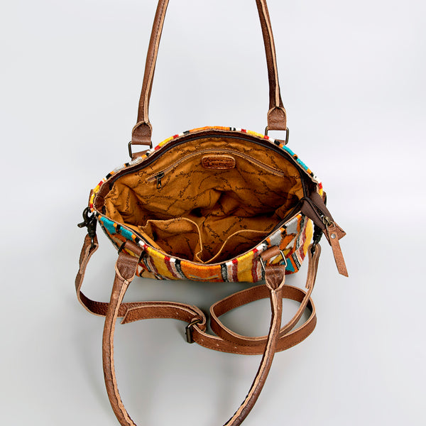 ADBG1003 American Darling Handwoven Saddle Blanket Western Tote Bag Genuine Leather Straps