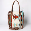ADBG1003 American Darling Handwoven Saddle Blanket Western Tote Bag Genuine Leather Straps