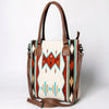 ADBG1003 American Darling Handwoven Saddle Blanket Western Tote Bag Genuine Leather Straps
