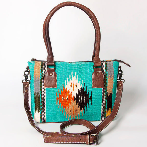 ADBG1004 American Darling Western Saddle Blanket Tote Bag Genuine Leather Trim