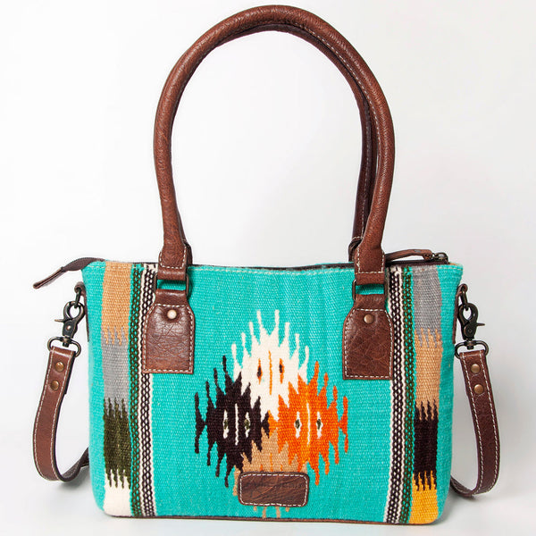 ADBG1004 American Darling Western Saddle Blanket Tote Bag Genuine Leather Trim