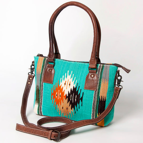 ADBG1004 American Darling Western Saddle Blanket Tote Bag Genuine Leather Trim
