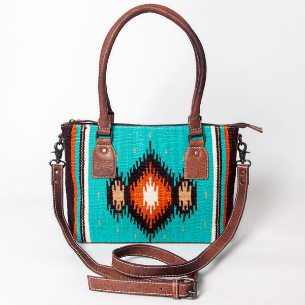 ADBG1004 American Darling Western Saddle Blanket Tote Bag Genuine Leather Trim