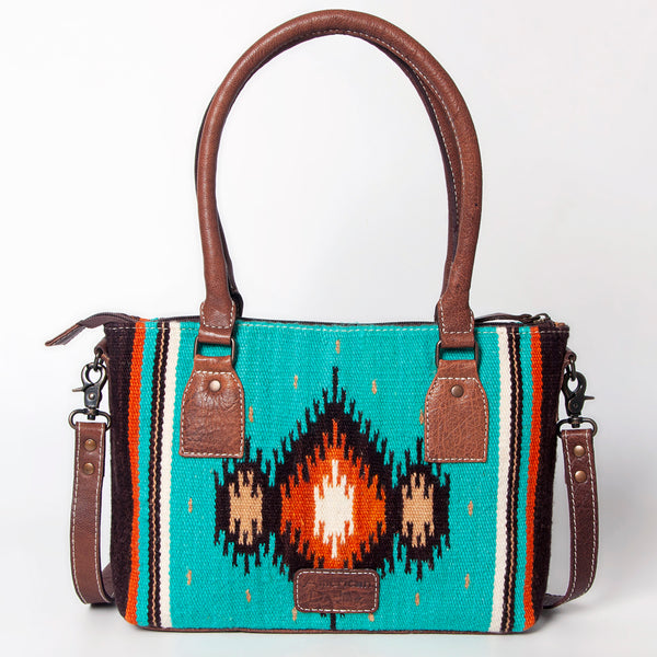 ADBG1004 American Darling Western Saddle Blanket Tote Bag Genuine Leather Trim