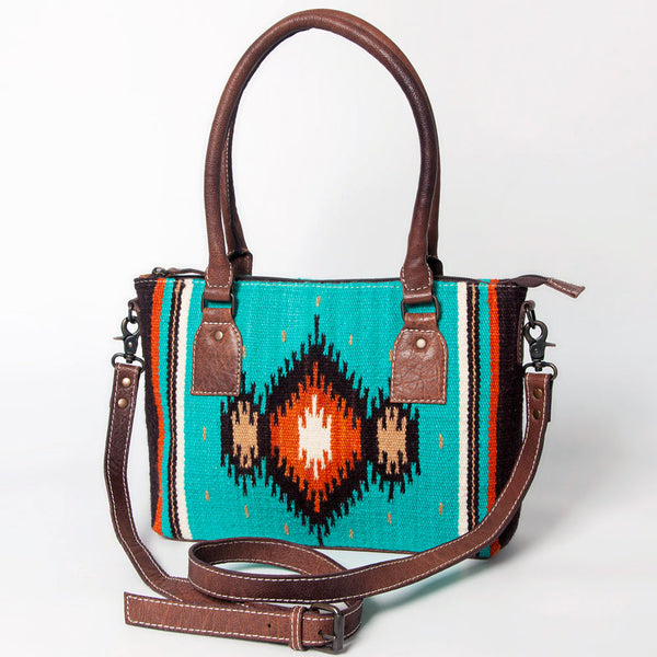 ADBG1004 American Darling Western Saddle Blanket Tote Bag Genuine Leather Trim