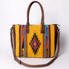 ADBG1005 American Darling Handwoven Saddle Blanket Tote Bag Genuine Leather Trim