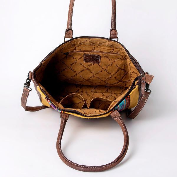 ADBG1005 American Darling Handwoven Saddle Blanket Tote Bag Genuine Leather Trim