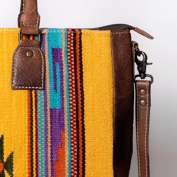 ADBG1005 American Darling Handwoven Saddle Blanket Tote Bag Genuine Leather Trim