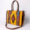 ADBG1005 American Darling Handwoven Saddle Blanket Tote Bag Genuine Leather Trim